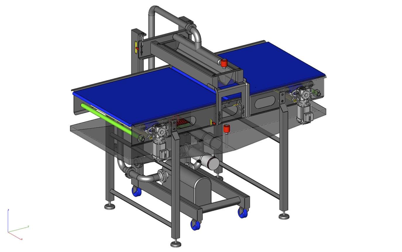 Conveyor-system i rustfri stål designet af M-Engineering